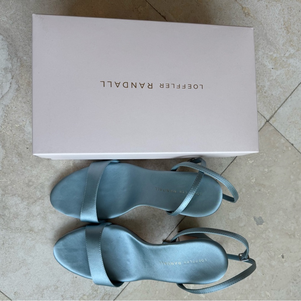 Loeffler Randall Malia Blue Satin Curved−Heel Sandal - Picture 3 of 6